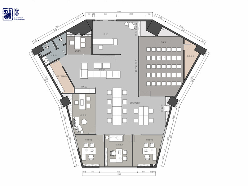 科技公司辦公室設(shè)計方案平面圖